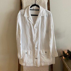 Agolde solid white 100% linen Davis button up jacket